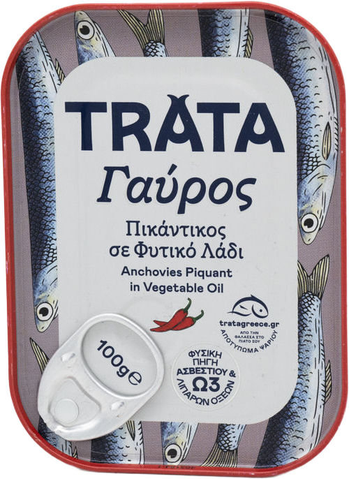 Trata Sardellen/Gavros pikant in Pflanzlichen Öl 100 g.
